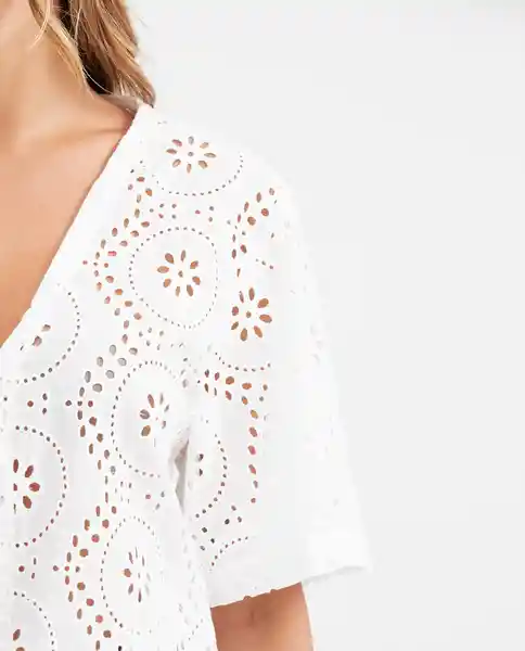 Camisa Eyelet Resort Femenino Blanco 0 Claro Talla M Chevignon