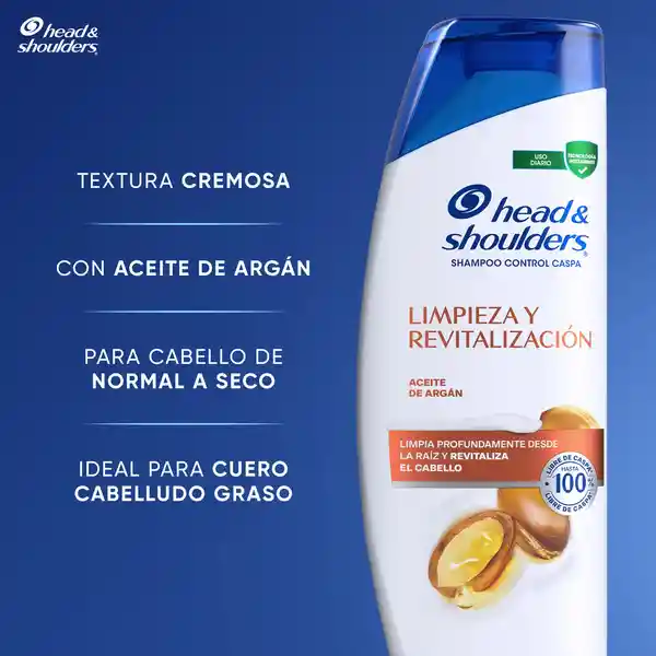 Head Shoulders Shampoo Limpieza y Revitalizacion Aceite de Argan