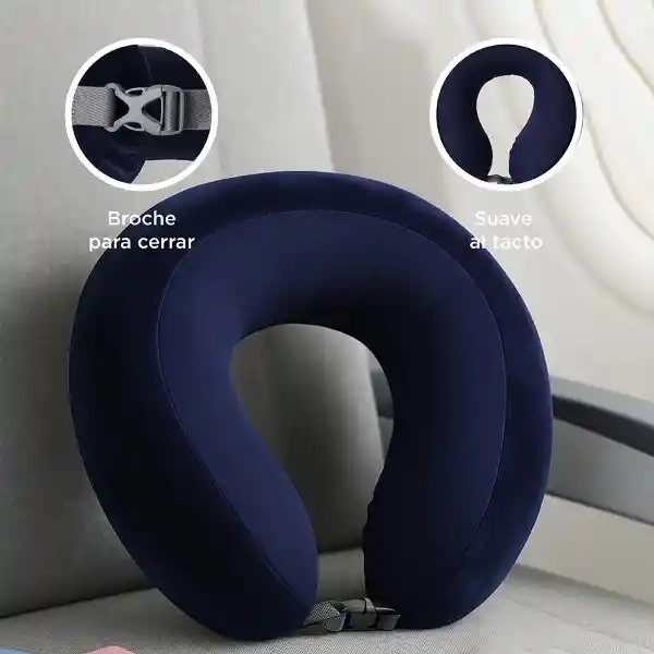 Almohada Viaje Espuma Viscoelástica Azul Marino Serie Miniso