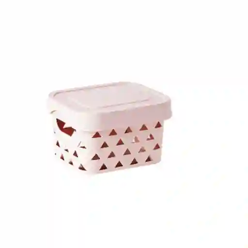 Cesta Pequeña de Almacenamiento Con Tapa Serie Rosa Miniso