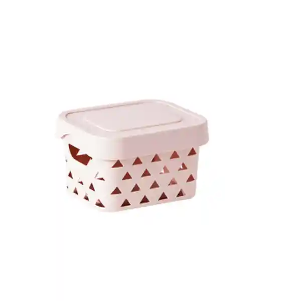 Cesta Pequeña de Almacenamiento Con Tapa Serie Rosa Miniso