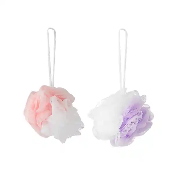 Esponja Para Baño Rosa y Morado Serie Miniso