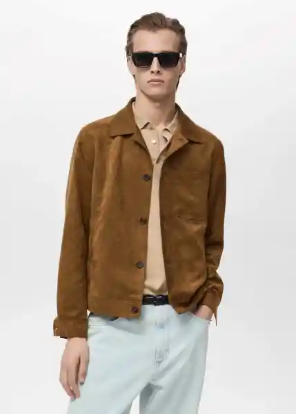 Sobrecamisa Remie Cognac Talla M Hombre Mango