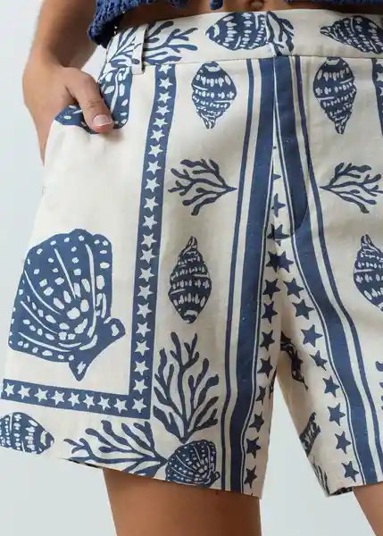 Short Carla Mujer Azul Mezclilla Estampado Talla 10 Naf Naf