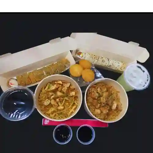 24 Bocados de Sushi con 2 Platos Fuertes y 2 Bebidas