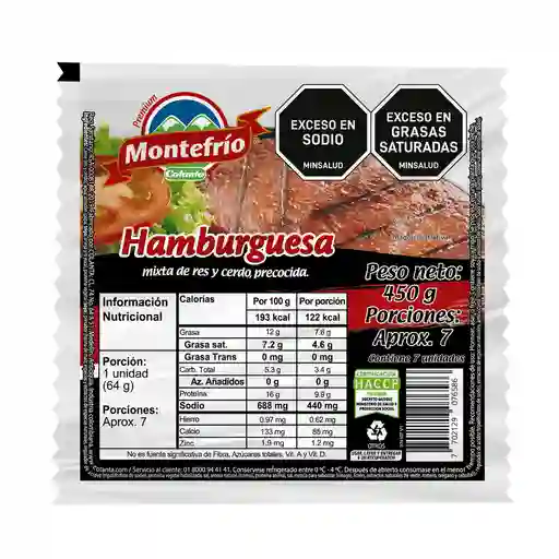 Montefrío Hamburguesa Mixta de Res y Cerdo Premium