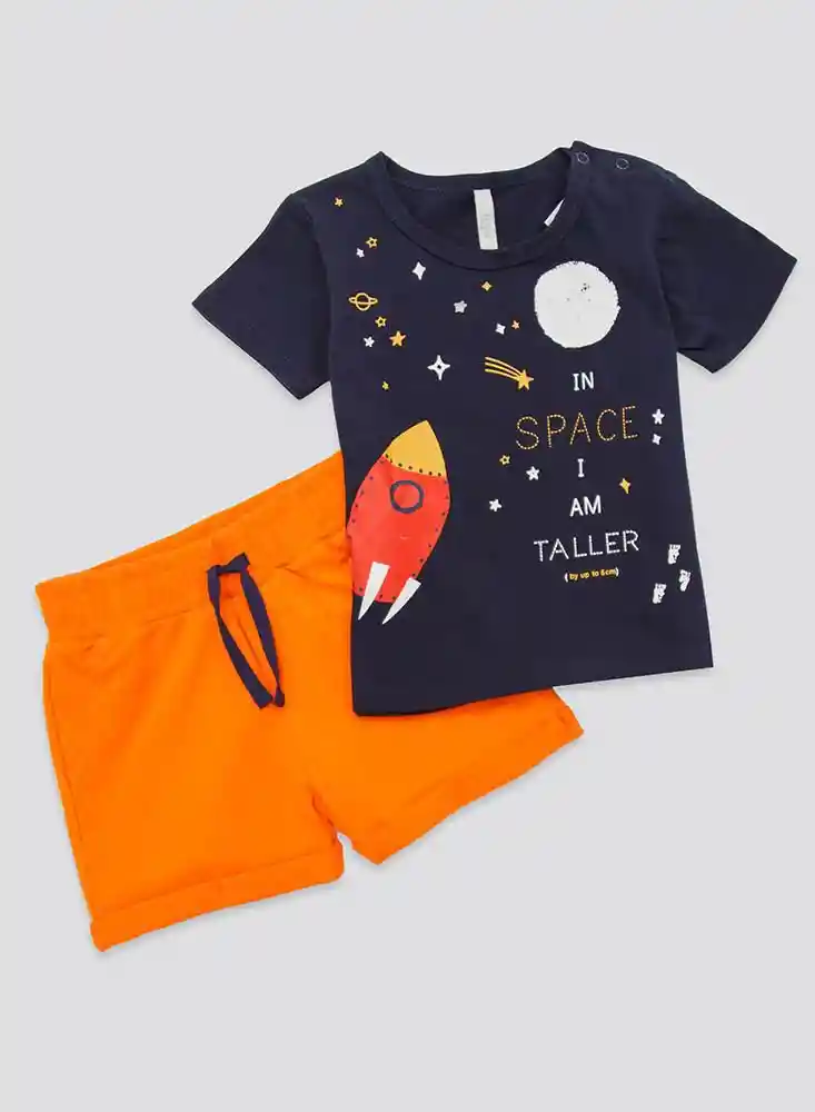 Conjunto Corto Bebé Niño 2t-azul Oscu