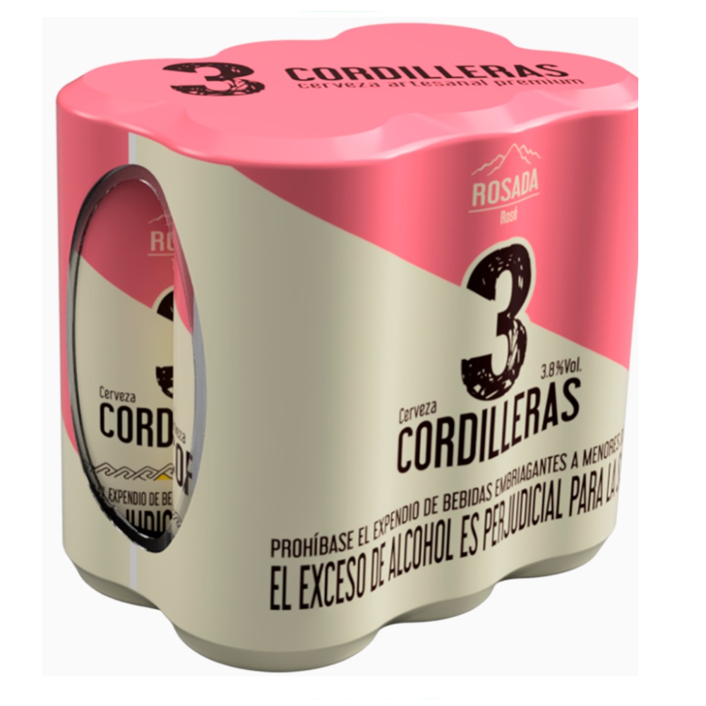 6 x Cerveza Artesanal Rosada Lata 3 Cordilleras 269 ml