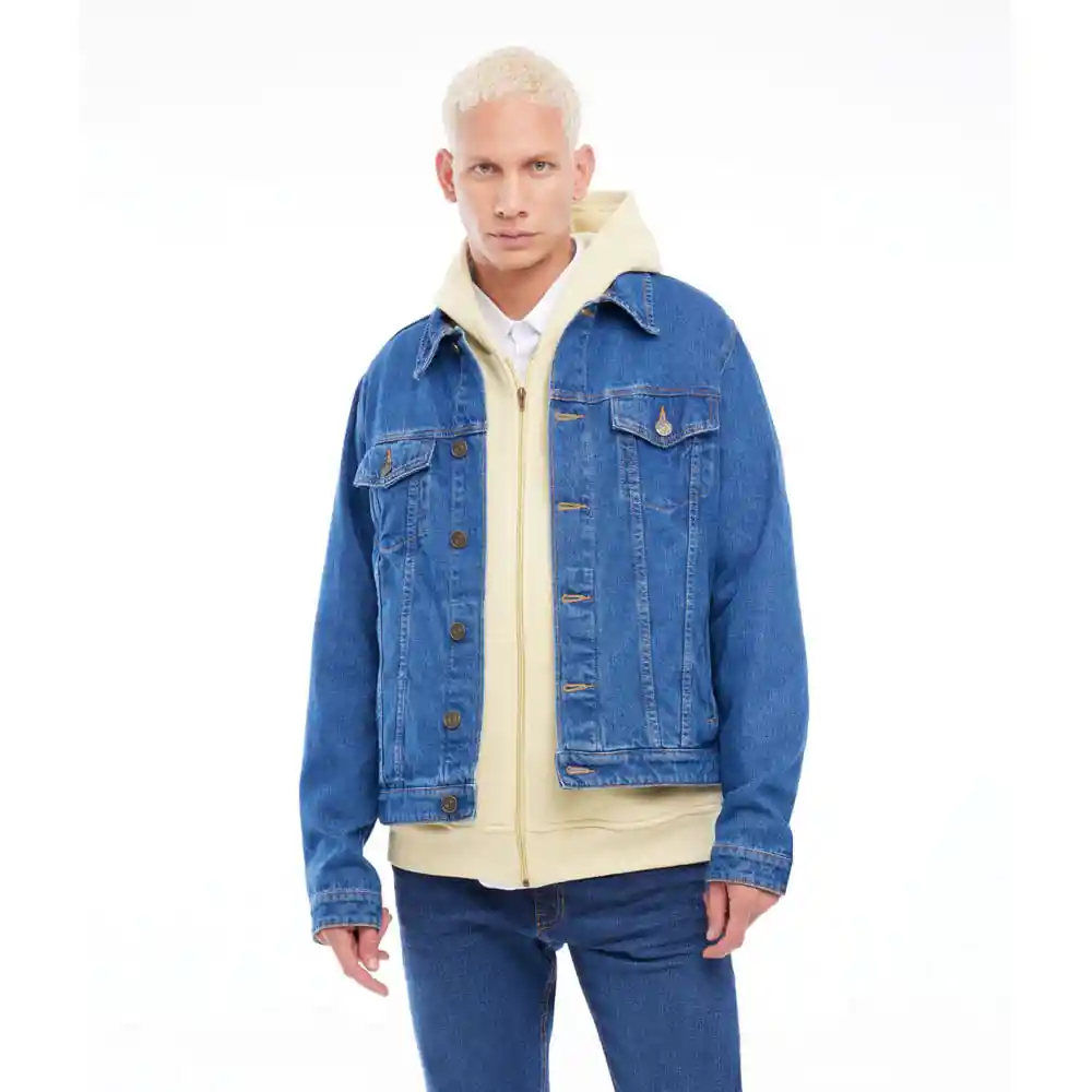 Chaqueta Trucker Azul Con Desgastes Hombre Seven Seven Talla L