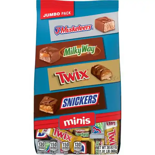 Chocolate Snickers Twix Milky Way y Musketeers Variado Minis