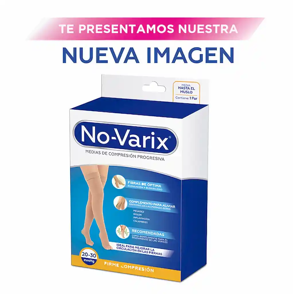 No-Varix Media Muslo Puntera Abierta 20-30 mm/hg Beige M