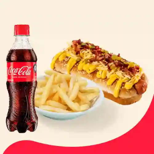 Perro Queso Tocineta + Francesas + Coca Cola 400ml