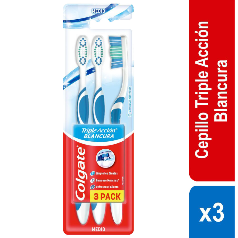 Colgate Cepillo Dental Extrablancura Medio 3 unidades