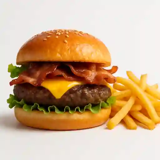 Burger Tocineta + Papitas Francesas