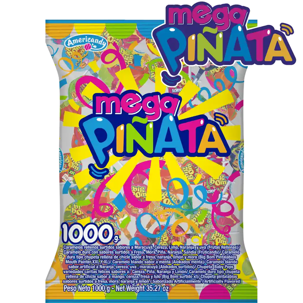 Americandy Mezcla de Caramelos y Chupetas Mega Piñata