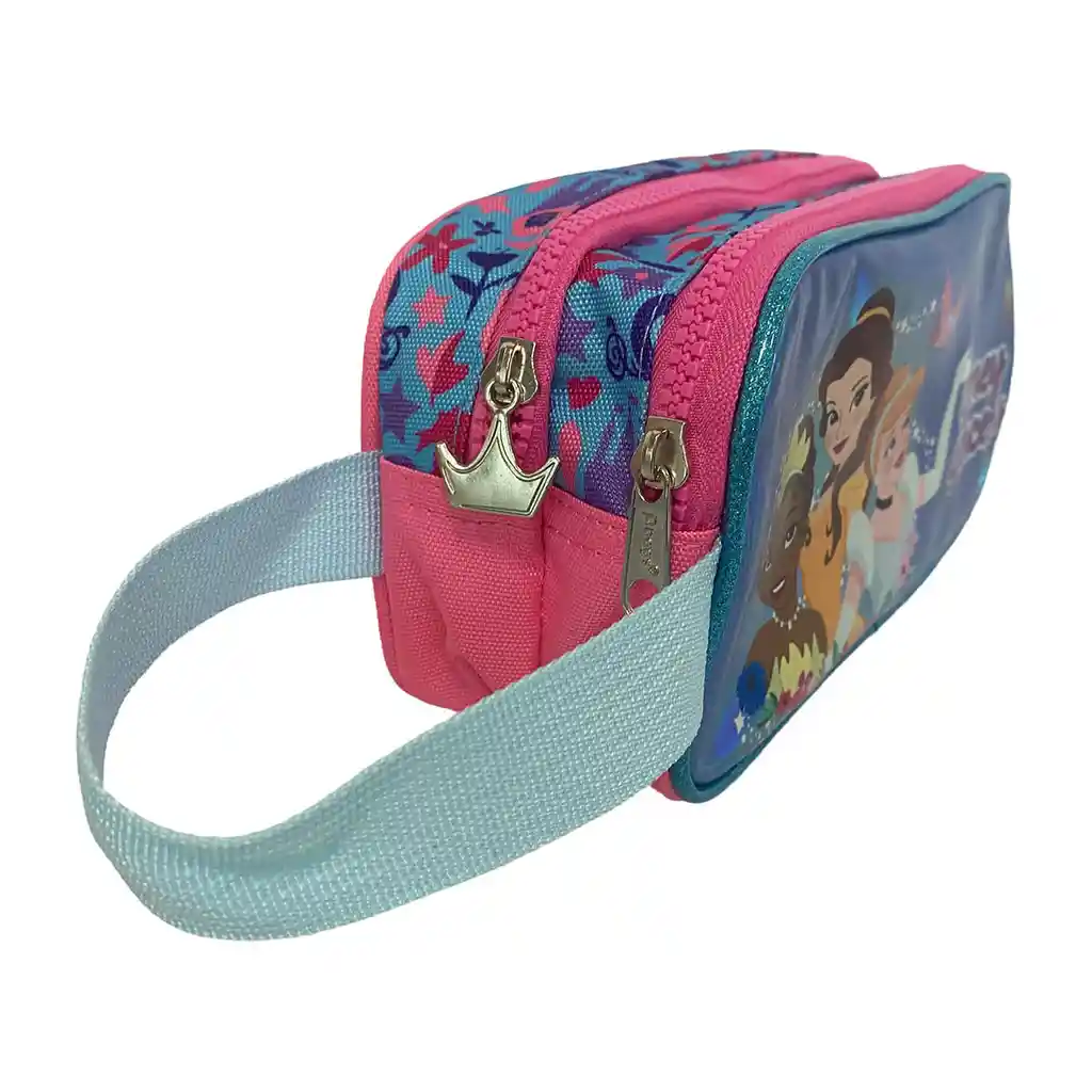 Cartuchera Premium 2 Bolsillos Princesas Disney Bella - Tiana & Cenicienta
