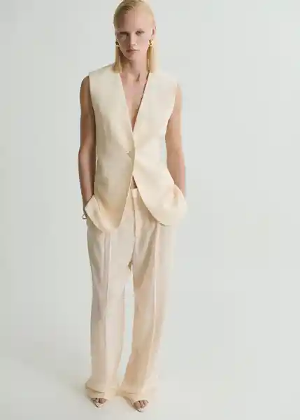 Chaleco Mire Vainilla Talla S Mujer Mango