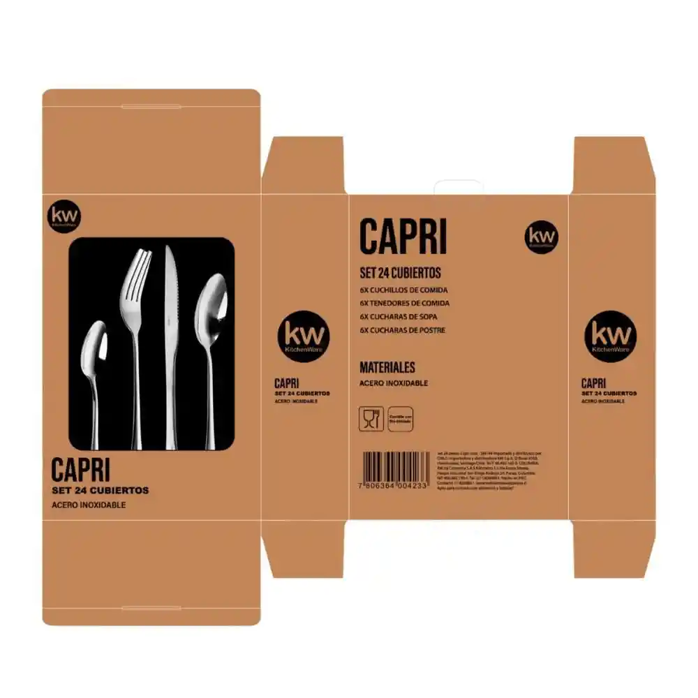 Juego 24 Pzs Cubierto Acero Inoxidable Capri Kw Sm144