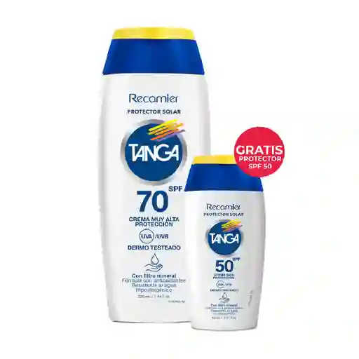 Protector Solar Tanga Spf 70 Crema X 220 Ml Gratis Protector Solar Tanga Spf 50 Crema
