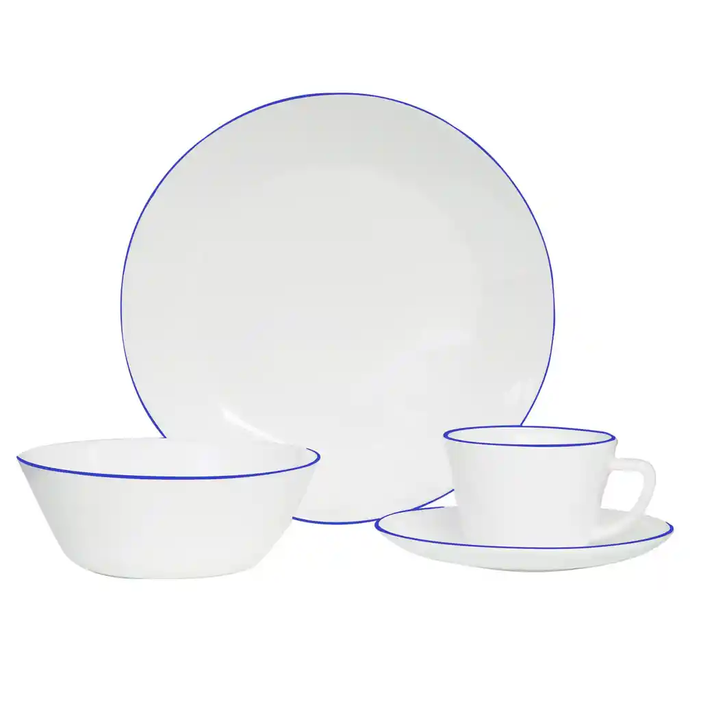 Vajilla Vitroceramica Borde Azul
