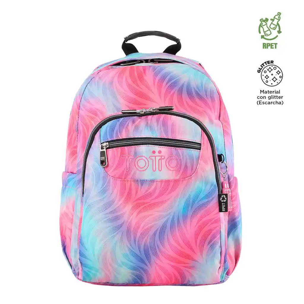 Morral Mujer Acuarela Glitter Escolar Rosado