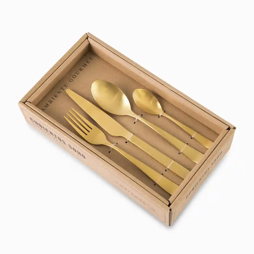 Cubierto Soho Dorado Mate Ambiente Gourmet
