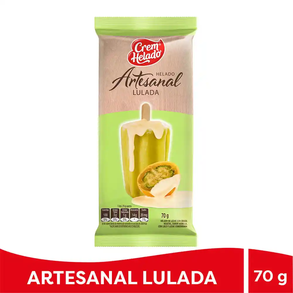 Crem Helado Paleta Artesanal Sabor a Lulada con Leche Condensada