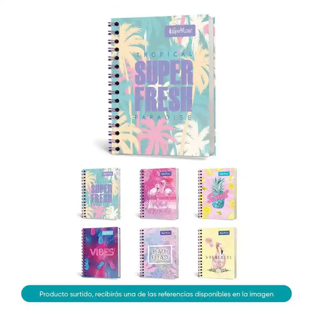 Keepermate Cuaderno Pastel Tropic 7 Materias Mixto Argollado