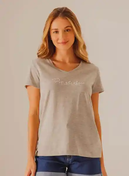 Camiseta Cuello V Mujer Jaspe Gris Talla M People