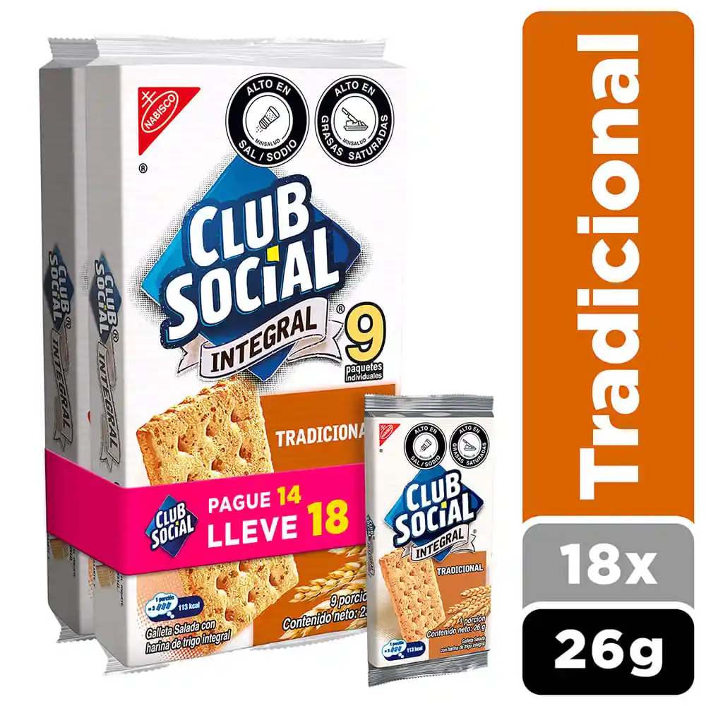 Club Social Galletas Integral 2 Paquetes