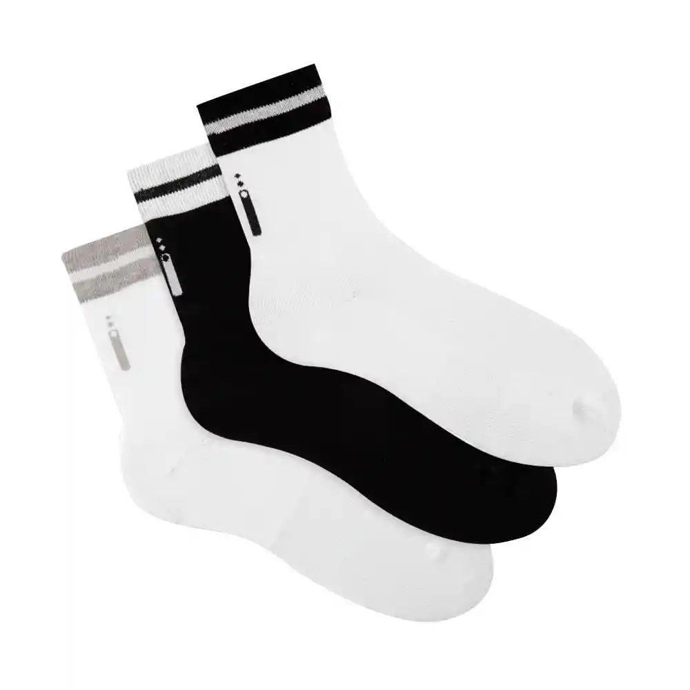 Medias Deportivas Cortas Masculino Yepu Masc X3 Punto Blanco Talla 10-12