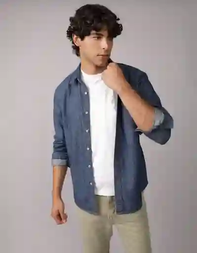 Camisa Hombre Azul Talla Large 2954534 American Eagle