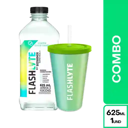 Combo Bebida Hidratante Flashlyte Coco Limón 625 mL + Vaso