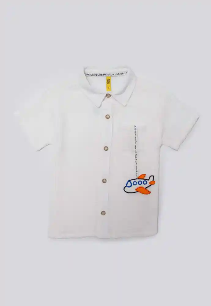 Camisa Manga Corta 6/9 Meses-ivory
