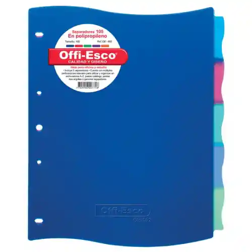 Offi-Esco Separador 105 de Polipropileno con Colores