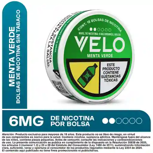 VELO Bolsas de Nicotina Menta Verde 6MG
