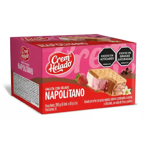 Crem Helado Galleta Con Helado Napolitano 65 g x 6 Und