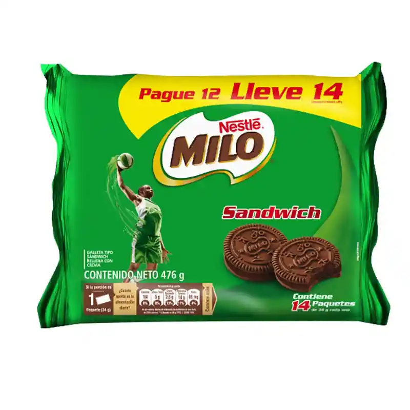 Milo Galletas Tipo Sándwich Rellena con Crema