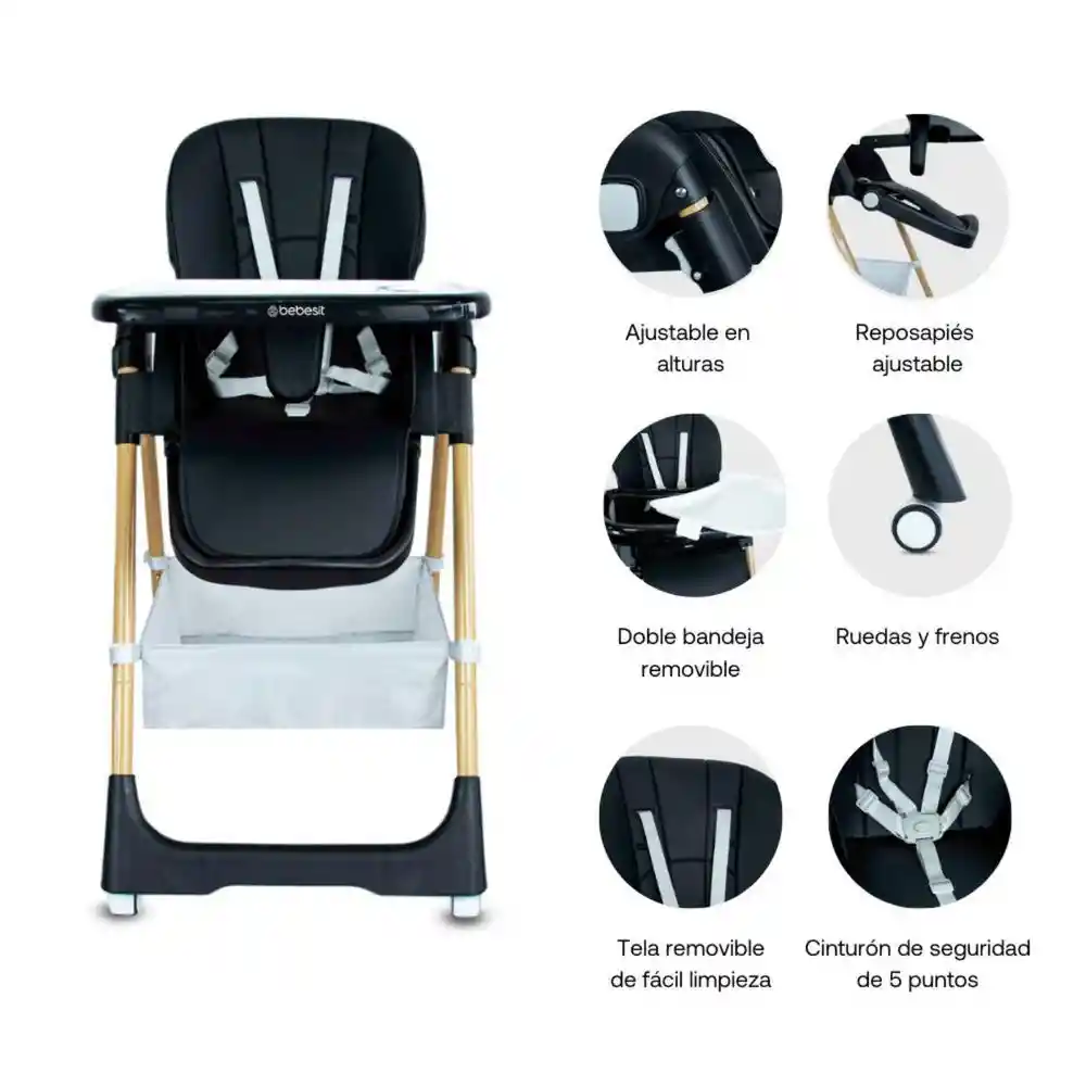 Silla Comedor Prime Negro Bebesit Yy111bk