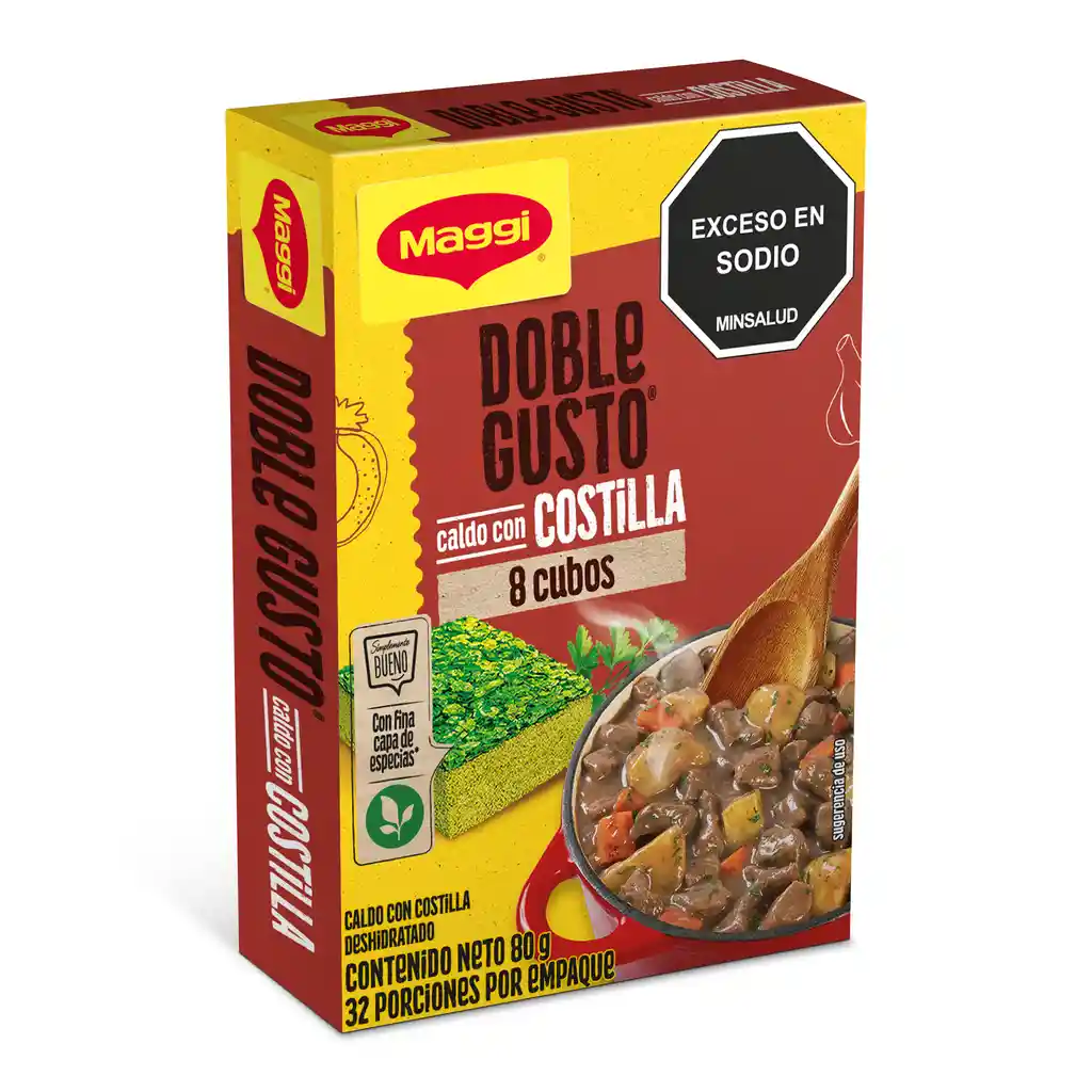 Caldo con Costilla MAGGI Doble Gusto 8 cubos x 80g