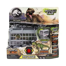 Figura Dino Con Jaula -vibraciones Luces y Sonidos Jurassic World Rumble Cafe-8cm