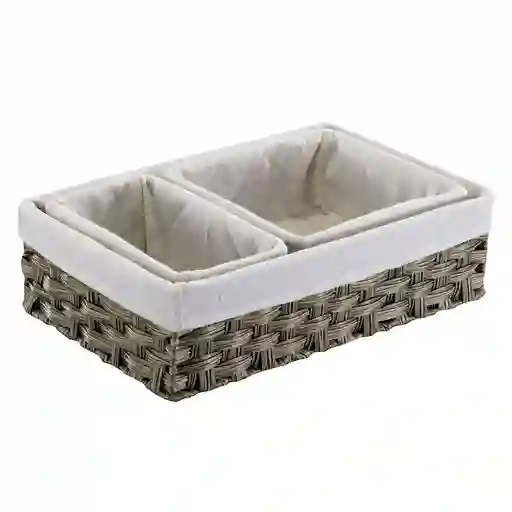 Set Canasto Look Mimbre Café X3piezas Krea