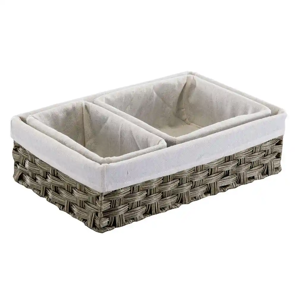 Set Canasto Look Mimbre Café X3piezas Krea