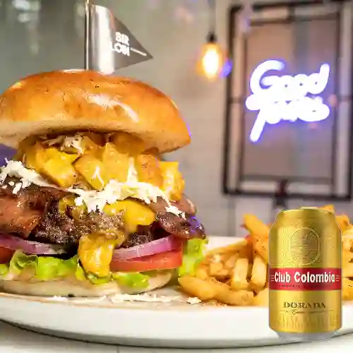 Combo Hamburguesa Pacifica Sencilla + Club Col. Dorada 355ml