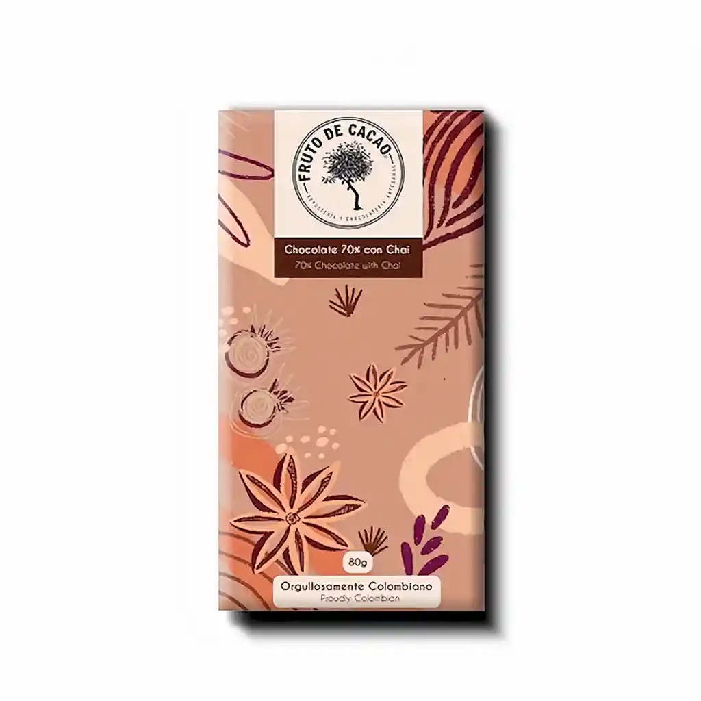 Fruto de Cacao Barra de Chocolate Chai 70 %
