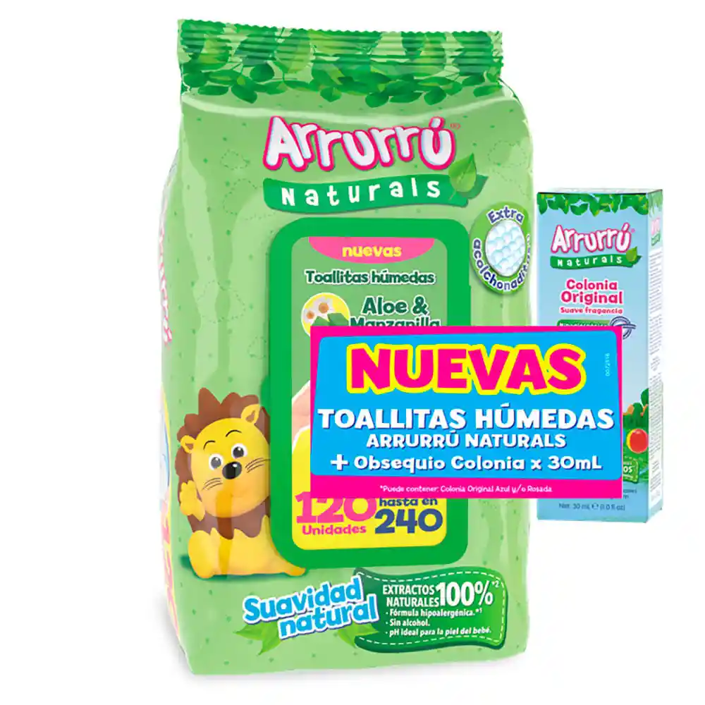  Arrurru Toallitas Humedas Con Aloe + Colo Nia  Azul 