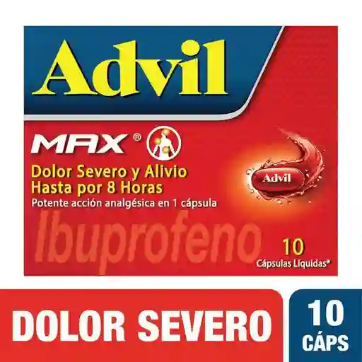 Advil Max Alivio De Los Dolores Asociados a La Inflamacion, IBUPROFENO, X 10 CAPS*​