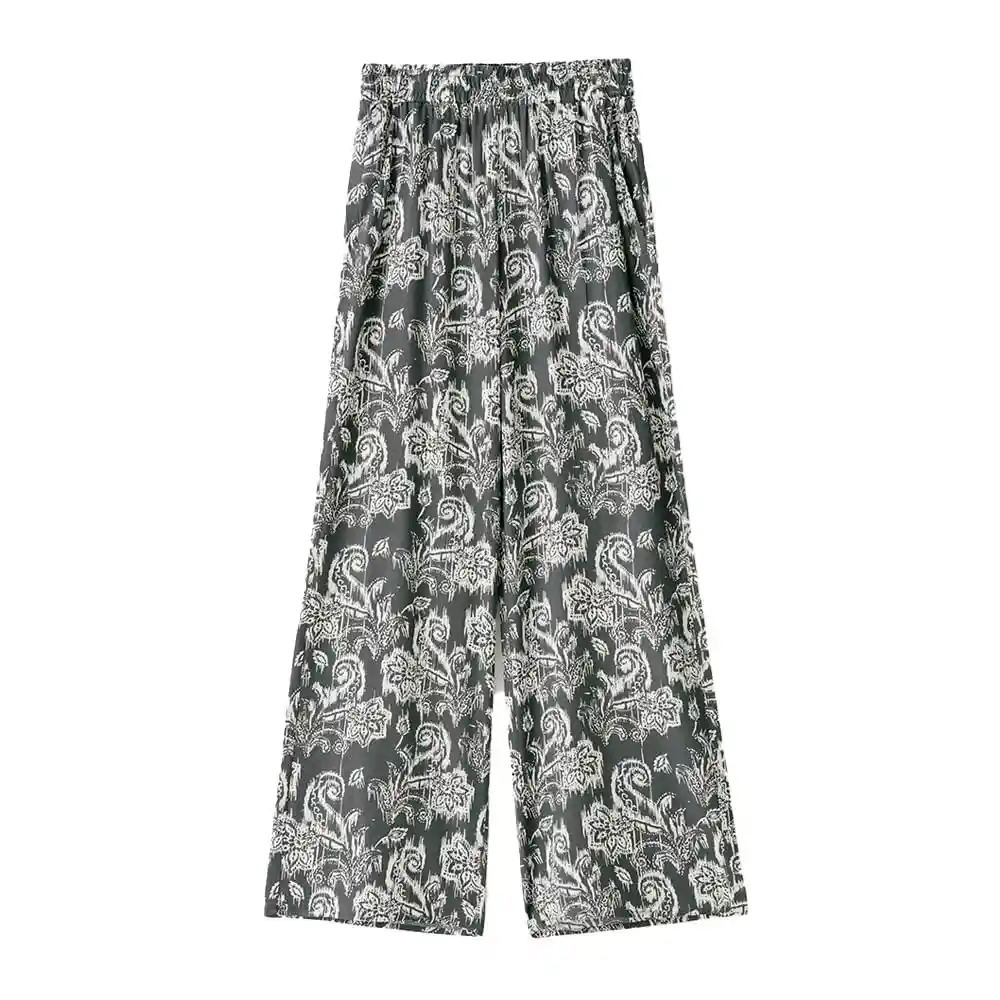 Pantalon Tiro Medio en Viscosa Femenino Lilenis Gef Talla L