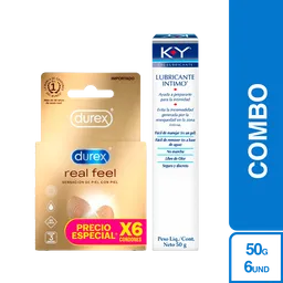 Combo Condon Durex Real Feel + Lubricante KY 50 g