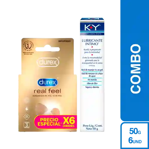 Combo Condon Durex Real Feel + Lubricante KY 50 g